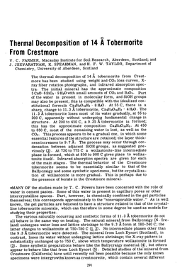 Thermal Decomposition of 14 a Tobermorite from Crestmore V