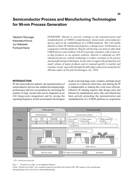 Semiconductor Process and Manufacturing Technologies for 90-Nm Process Generation 90 Semiconductor Process and Manufacturing Technologies for 90-Nm Process Generation