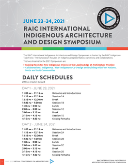 Raic International Indigenous Architecture and Design Symposium