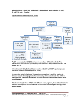 Aminoglycoside Dosing and Monitoring Guidelines for Adult Patients at Stony Brook University Hospital