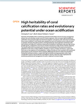 High Heritability of Coral Calcification Rates and Evolutionary Potential