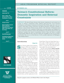 Taiwan's Constitutional Reform