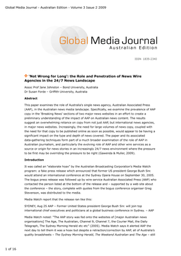 Global Media Journal - Australian Edition - Volume 3 Issue 2 2009