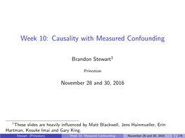 Week 10: Causality with Measured Confounding