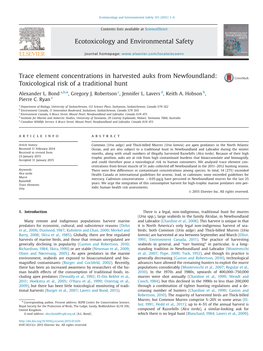 Trace Element Concentrations in Harvested Auks from Newfoundland: Toxicological Risk of a Traditional Hunt