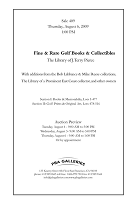 Fine & Rare Golf Books & Collectibles