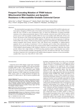 Frequent Truncating Mutation of TFAM Induces Mitochondrial DNA Depletion and Apoptotic Resistance in Microsatellite-Unstable Colorectal Cancer