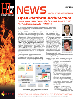 Open Platform Architecture Based Upon SMART Apps Platform and the HL7 FHIR® (DSTU) Demonstrated at HIMSS14
