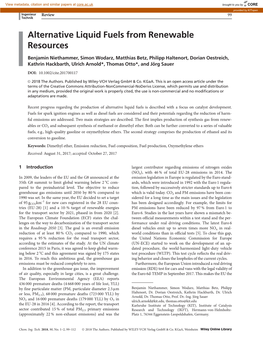 Alternative Liquid Fuels from Renewable Resources