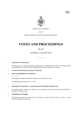 761 Votes and Proceedings