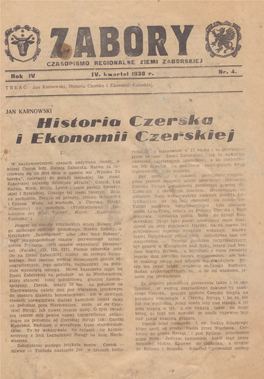 Historia Czerska I Ekonomii Czerskiej