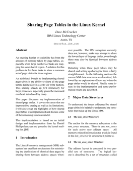 Sharing Page Tables in the Linux Kernel