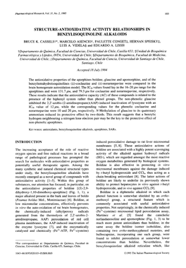 Structure-Antioxidative Activity Relationships in Benzylisoquinoline Alkaloids