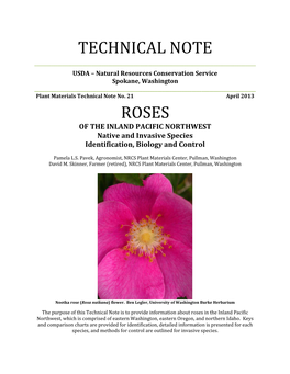 ROSES of the INLAND PACIFIC NORTHWEST Native and Invasive Species Identification, Biology and Control