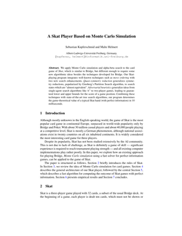 A Skat Player Based on Monte Carlo Simulation