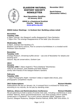 GNHS Newsletter Nov 2012