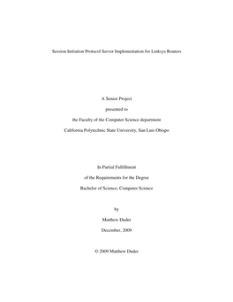 Session Initiation Protocol Server Implementation for Linksys Routers