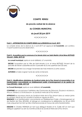 COMPTE RENDU Du Procès-Verbal De La Séance Du CONSEIL