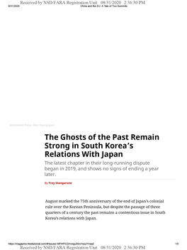 The Ghosts of the Past Remain Strong in South Korea's Relations With