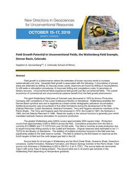 Field Growth Potential in Unconventional Fields, the Wattenberg Field Example, Denver Basin, Colorado