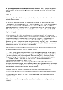 Il Consiglio Dei Ministri Giovedì 5 Agosto 2021.Pdf