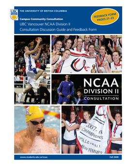 UBC Vancouver NCAA Division II Consultation Discussion Guide and Feedback Form