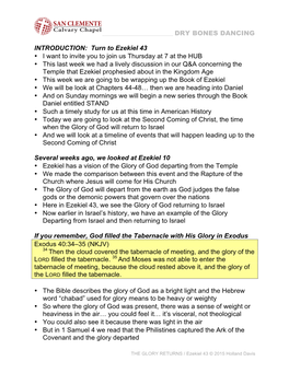 THE GLORY RETURNS / Ezekiel 43 © 2015 Holland Davis ______DRY BONES DANCING