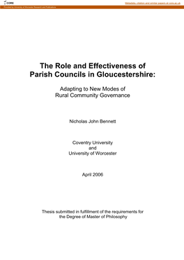 The Role and Effectiveness of Parish Councils in Gloucestershire