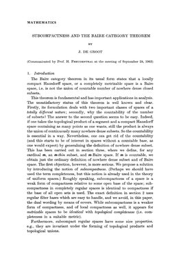 Subcompactness and the Baire Category Theorem