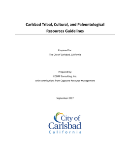 Carlsbad Tribal, Cultural, and Paleontological Resources Guidelines