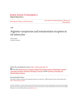 Arginine Vasopressin and Somatostatin Receptors in Rat Astrocytes Nasser Syed Iowa State University