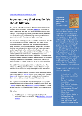 Arguments We Think Creationists Should NOT