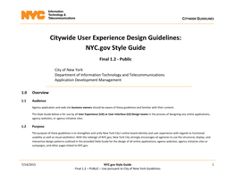 Citywide User Experience Design Guidelines: NYC.Gov Style Guide