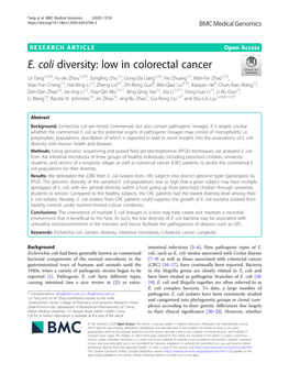 E. Coli Diversity