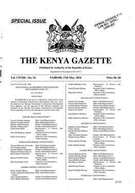 Special Issue the Kenya Gazette