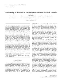 Gold Mining As a Source of Mercury Exposure in the Brazilian Amazon