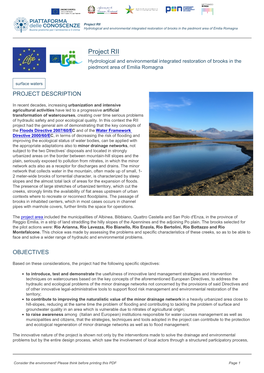 Project RII Hydrological and Environmental Integrated Restoration of Brooks in the Piedmont Area of Emilia Romagna