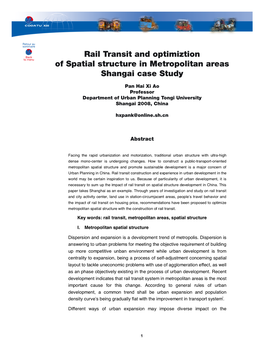 Rail Transit and Optimization of Spatial Structure in Metropolitan Areas