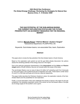 Reviewing the Strategies for Natural Gas Buenos Aires, 5 - 9 October 2009