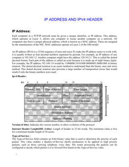 Ip Address and Ipv4 Header