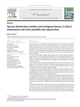 Species Distribution Models and Ecological Theory: a Critical Assessment and Some Possible New Approaches