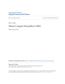 Maine Campus November 4 1965 Maine Campus Staff