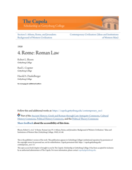 4. Rome: Roman Law Robert L