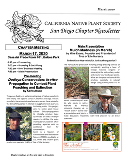 MARCH 17, 2020 by Mike Evans, Founder and President of Casa Del Prado Room 101, Balboa Park Tree of Life Nursery to Mulch Or Not to Mulch