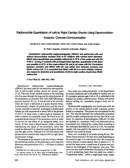 Radionuclide Quantitation of Left-To Right Cardiac Shunts Using Deconvolution Analysis: Concise Communication