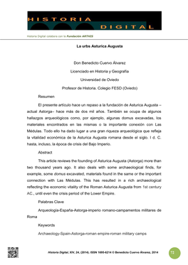 72 La Urbs Asturica Augusta Don Benedicto Cuervo Álvarez