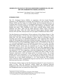 Shoreline Changes in the Isles Dernieres Barrier Island Arc: 1887-1996 Terrebonne Parish, Louisiana