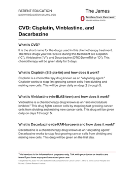 CVD: Cisplatin, Vinblastine, and Dacarbazine