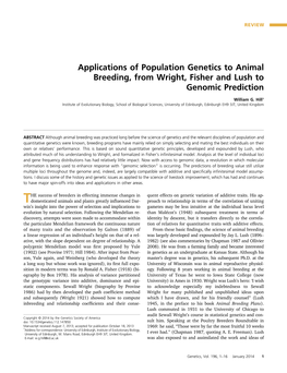 Applications of Population Genetics to Animal Breeding, from Wright, Fisher and Lush to Genomic Prediction