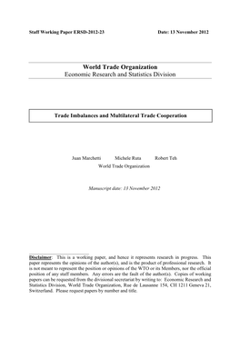 World Trade Organization Economic Research and Statistics Division